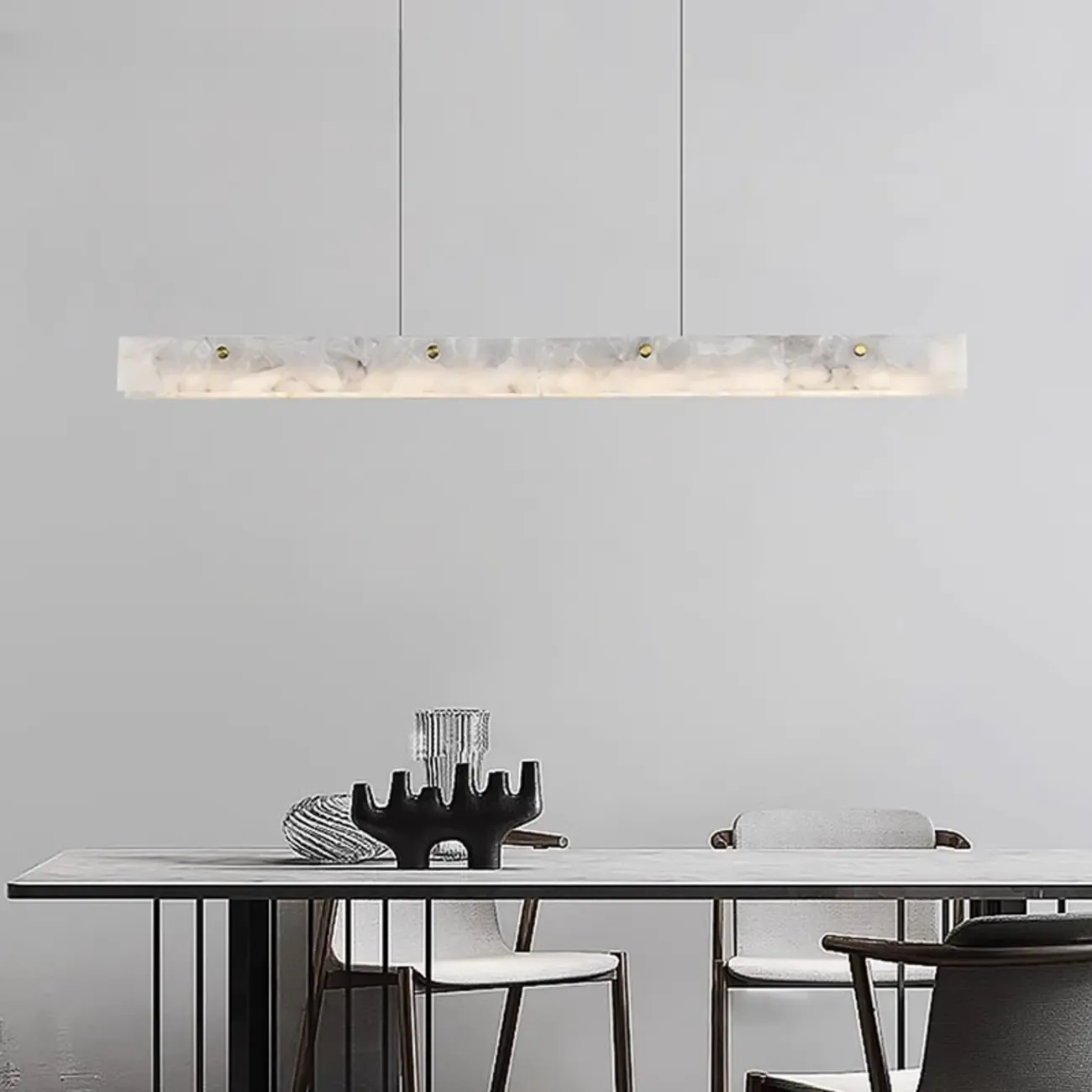 Adjustable Rectangle Marble Hanging Island Light