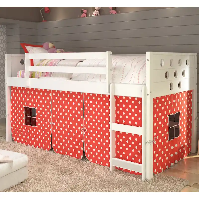 Twin Low Tent Loft Bed in White
