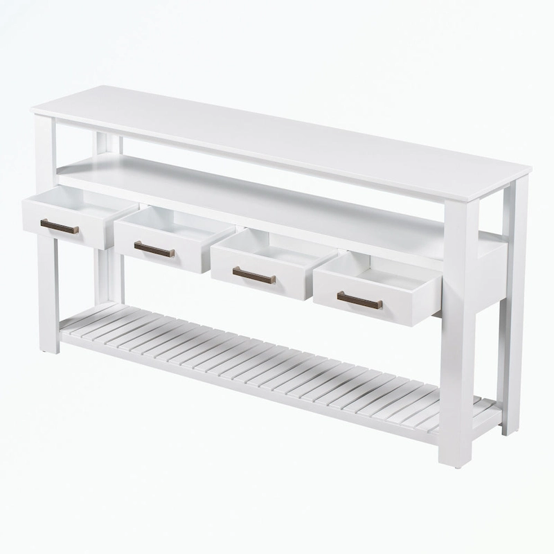Console Table with 4 Drawers and 2 Shelves