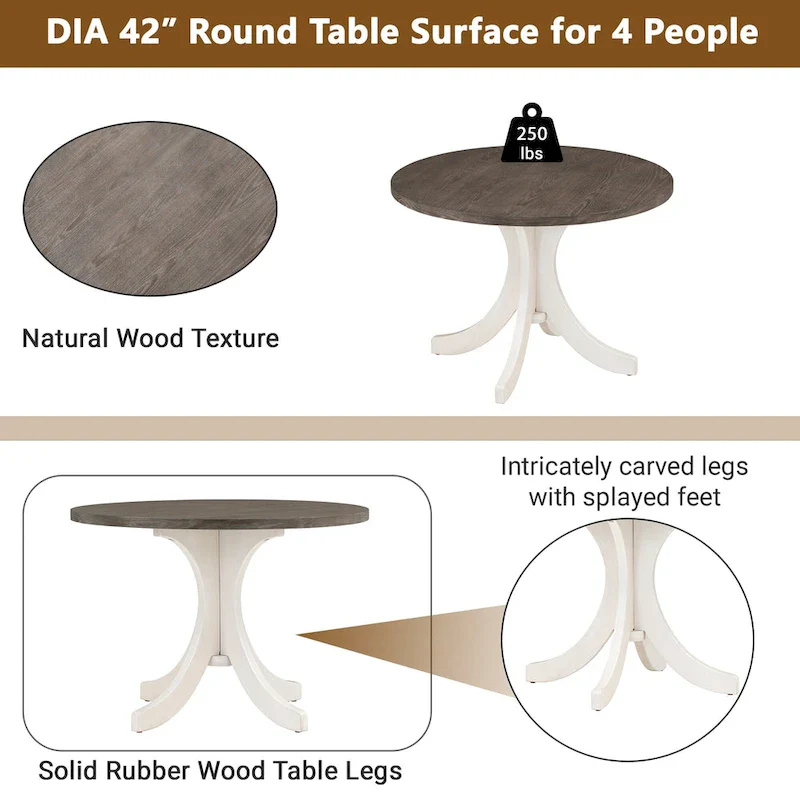 Solid Wood Round Dining Table