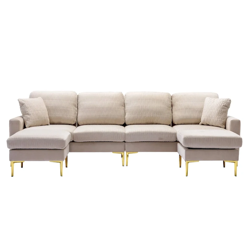 Velvet U-shaped modular detachable sectional sofa