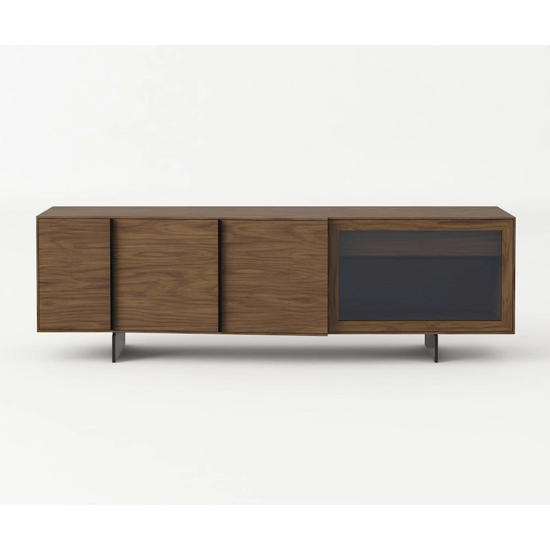 Modrest Glencoe Modern Walnut & Grey Glass Buffet