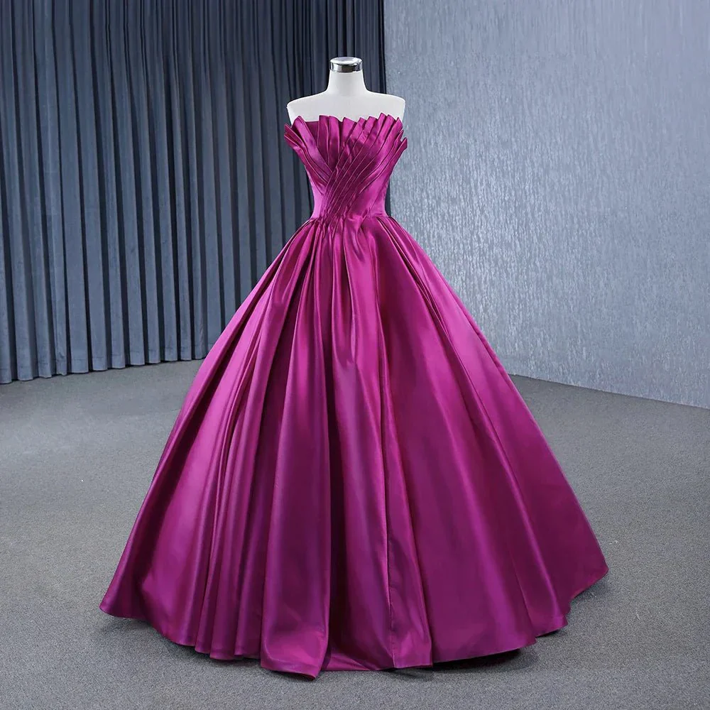 Quinceanera Dress Novelty A Line Satin Strapless Ball Gown Evening Dress