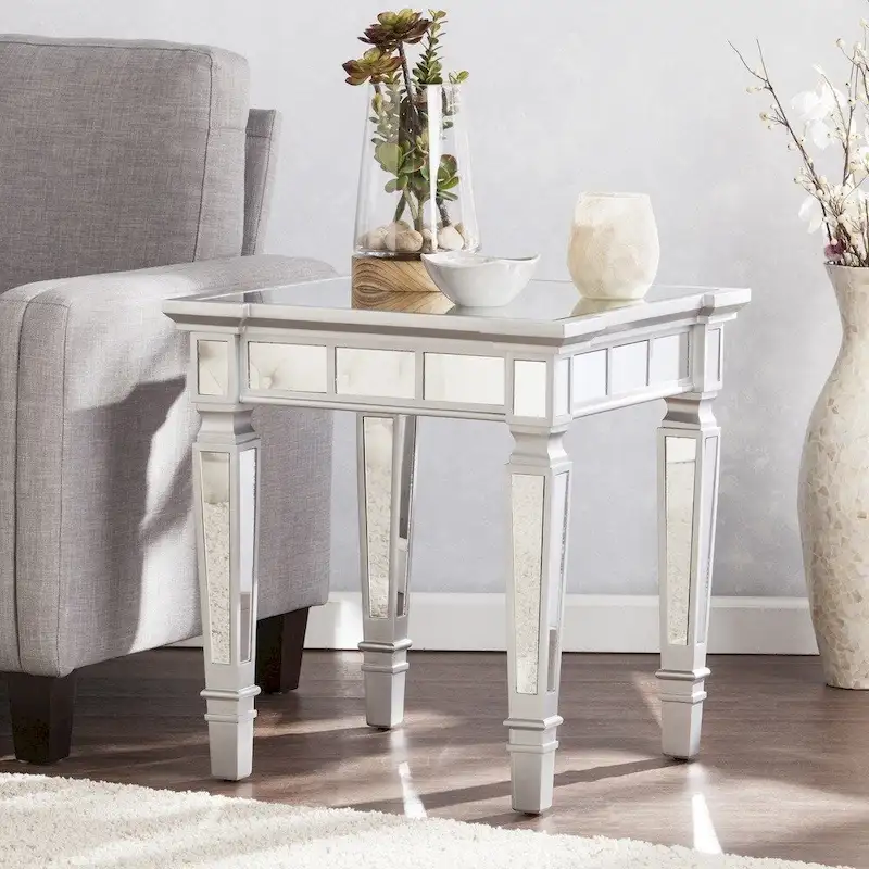 SEI Furniture Olivia Glam Mirrored Square Side Table