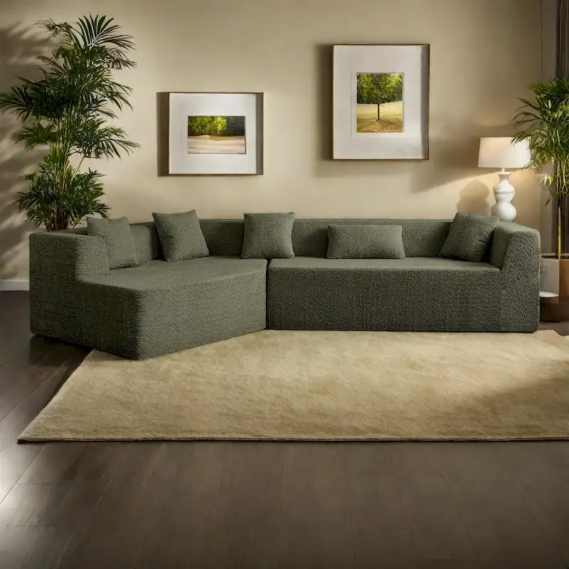 127.5Polyester Modular Sectional Cloud Couch with Deep Seat, No Assembly Required, and Modern Minimalist Design