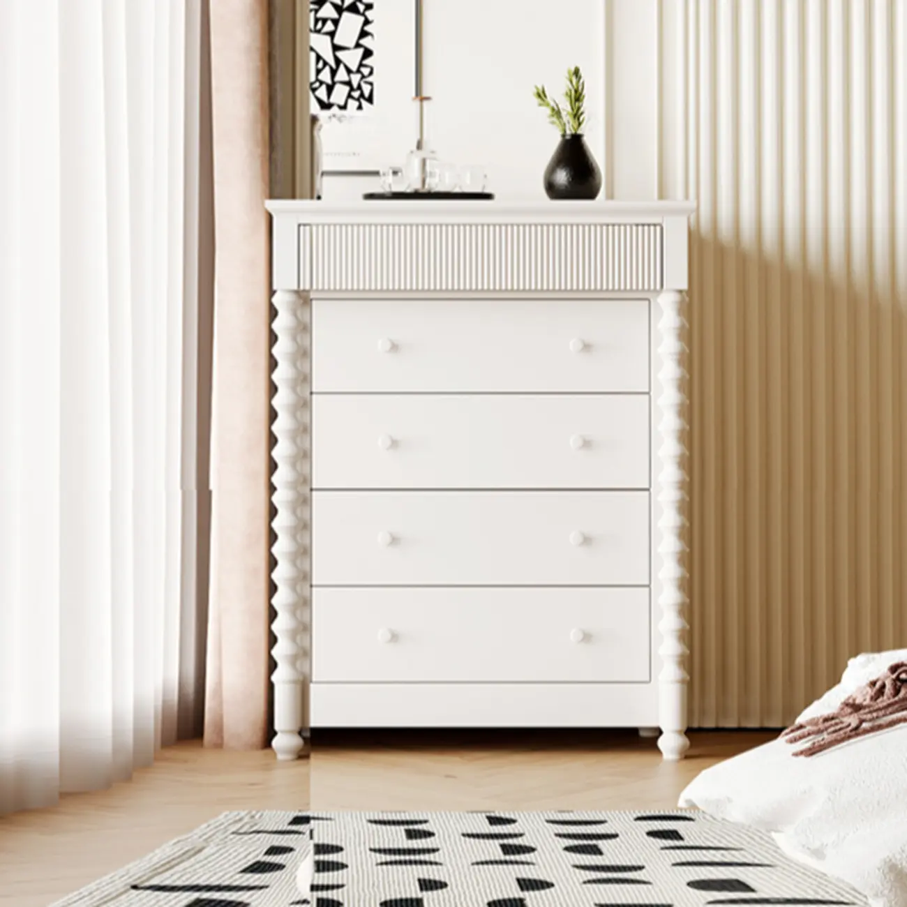 Elegant Wooden Double Dresser with 5-Drawers for Bedroom