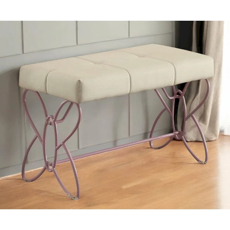 32 X 17 X 19 White And Light Purple Bench