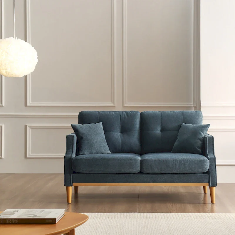 Waterproof Loveseat Sofa with USB Charging Ports - 2-Seater Couch, Pine Wood Frame, Polyester Fabric, Lumbar Pillows, Living Room Furniture