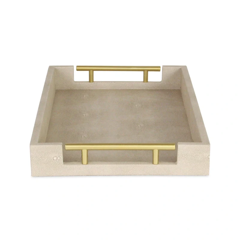 Lusan Faux Shagreen Tray with Handles
