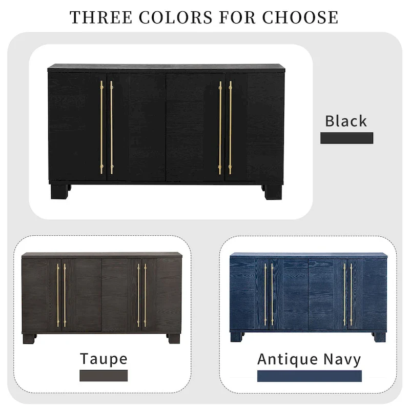 Sideboard Buffet Cabinet with Adjustable Shelves & Gold Handles