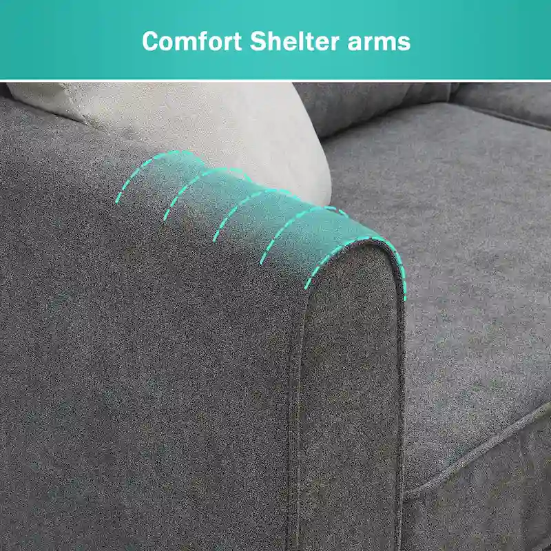 [VIDEO provided] [New] 91*91 Modern Upholstered Living Room Sectional Sofa, L Shape Furniture Couch with 3 Pillows