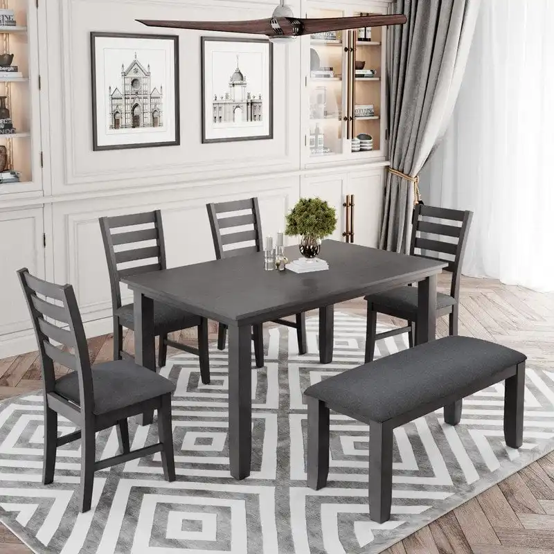 5-piece Farmhouse Dining Set Rectangular Table Chair