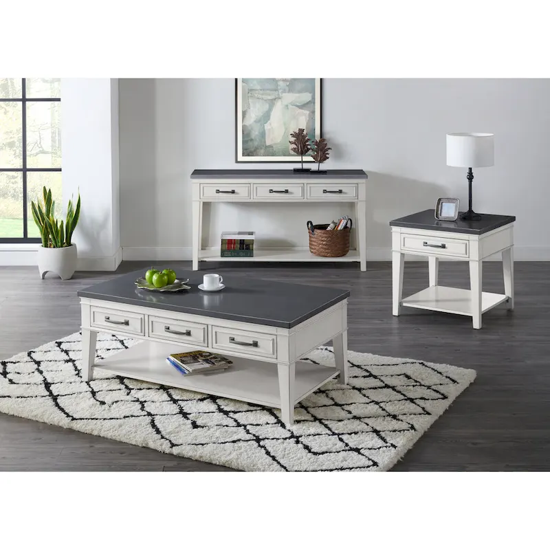 Del Mar 24 White and Grey 1-Drawer End Table