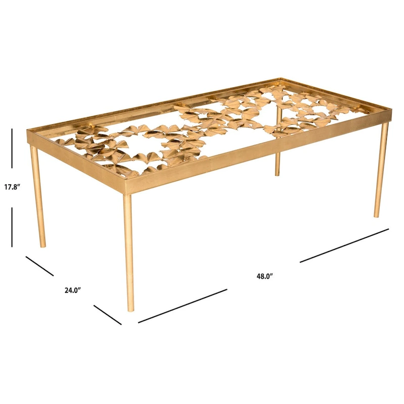 SAFAVIEH Julianne Antique Gold Leaf Coffee Table - 48 x 24 x 17.8 - 48Wx24Dx18H