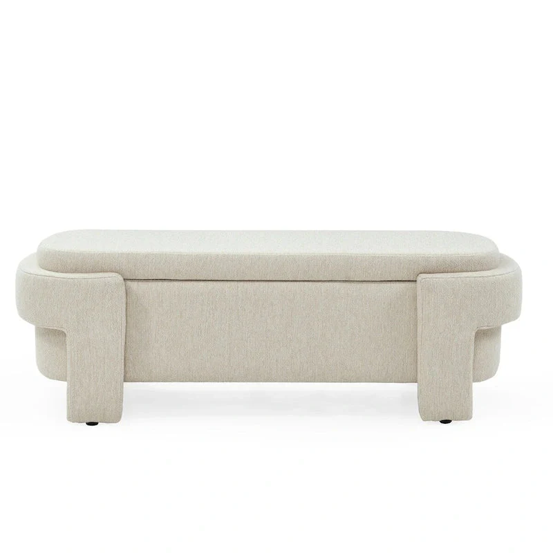 Linen Fabric Upholstered Bench with Large Storage Space - 51.5L x 20.5W x 17H