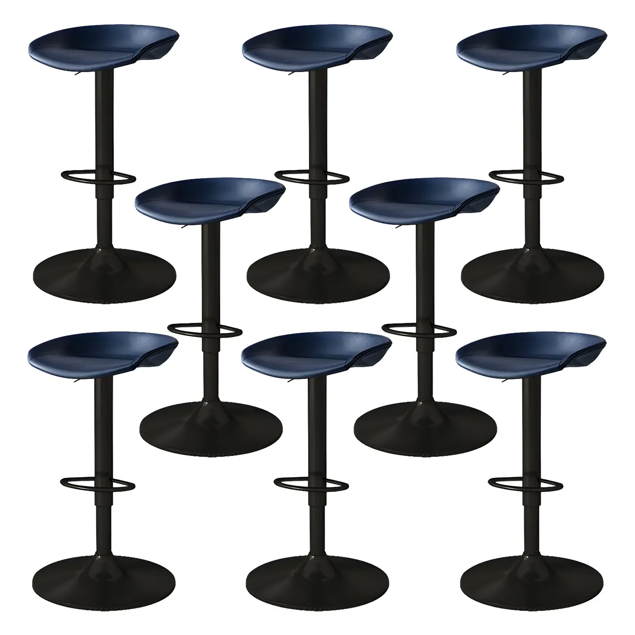 Modern Leather Black Pedestal Swivel Adjustable Bar Stool