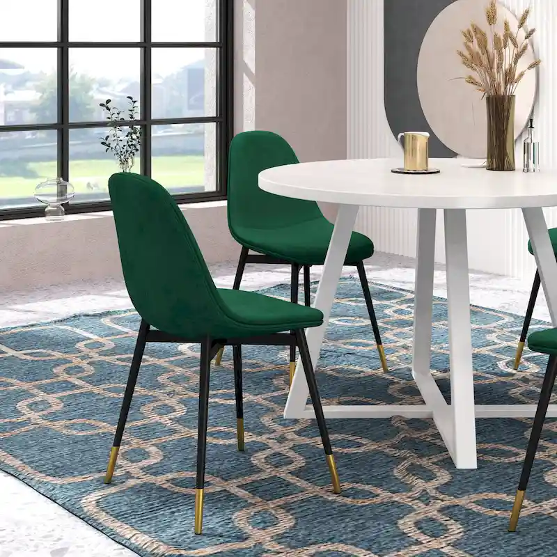 Roundhill Furniture Evatt 5-Piece Round Dining Set, Trestle Round Table with 4 Stylish Chairs
