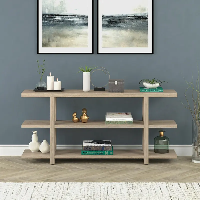 Rectangular Console Table with Storage Shelf