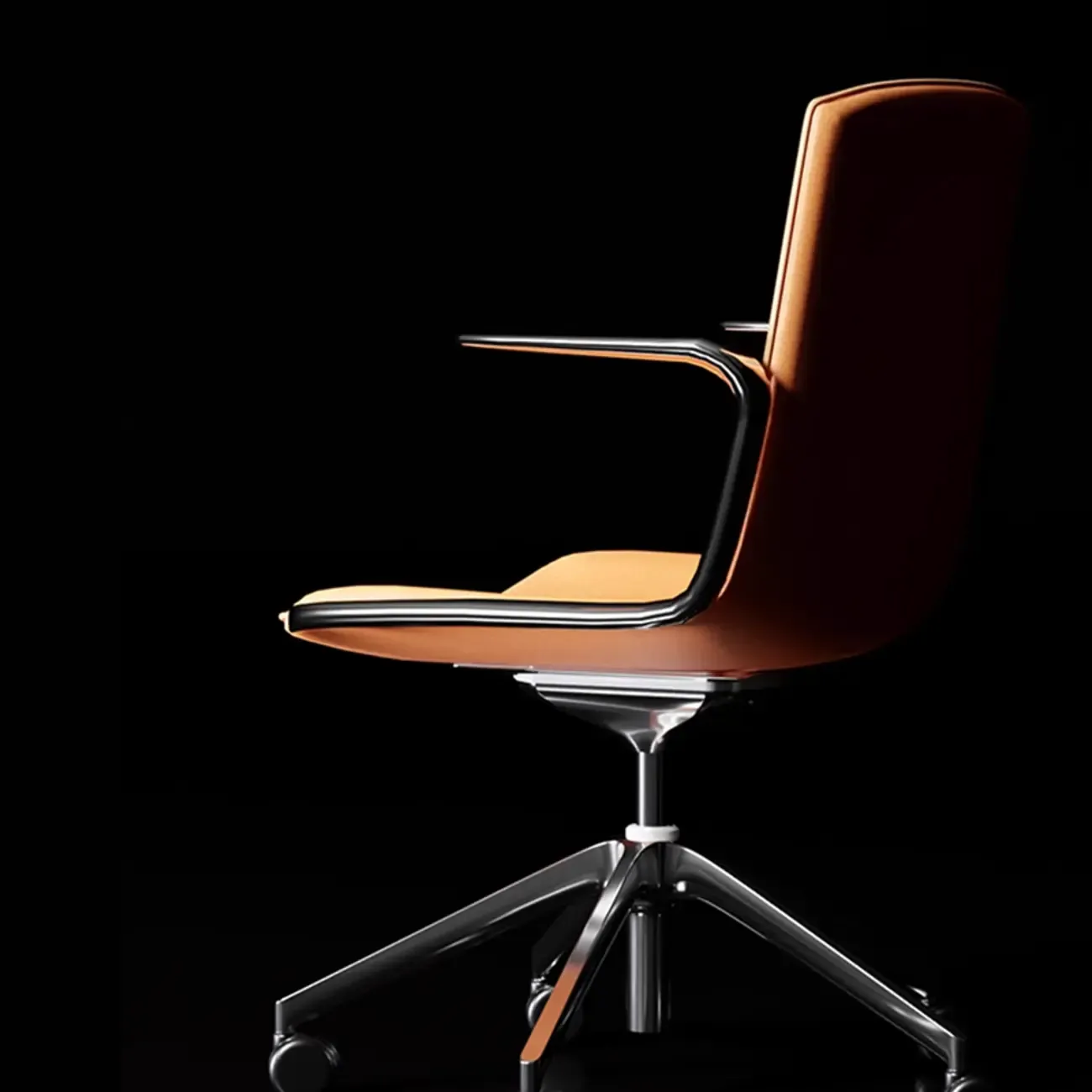 Modern Leather Adjustable Swivel Armrests Office Chair