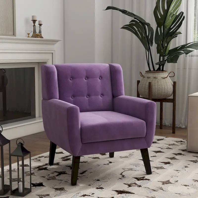 Velvet Accent Chair Living Room Upholstered Armchair