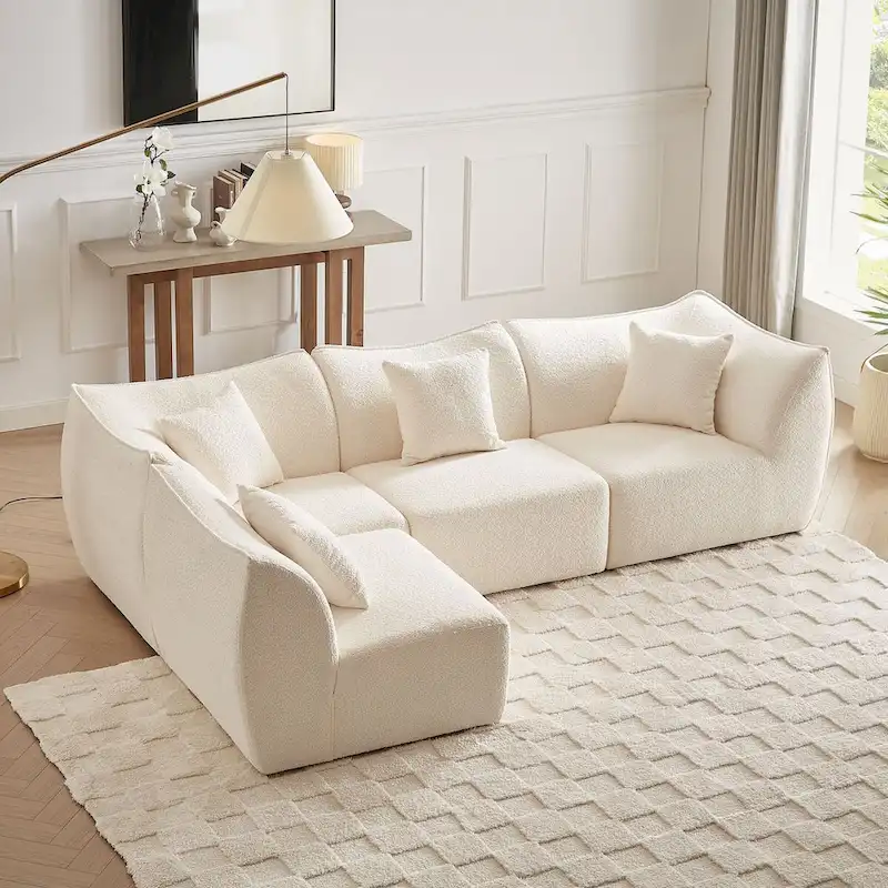 Comfy Sofa Couch Convertible Modular Sectional Sofa with Deep Seats 3/4 Seater Sofa