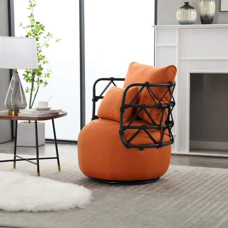 Upholstered Accent Chair with Metal Base