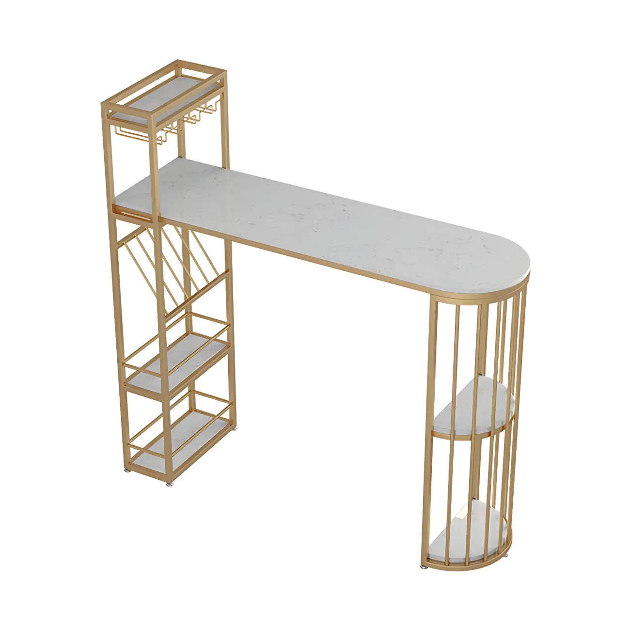 Glam Gold Faux Marble Iron Wine Holder Bar Tables