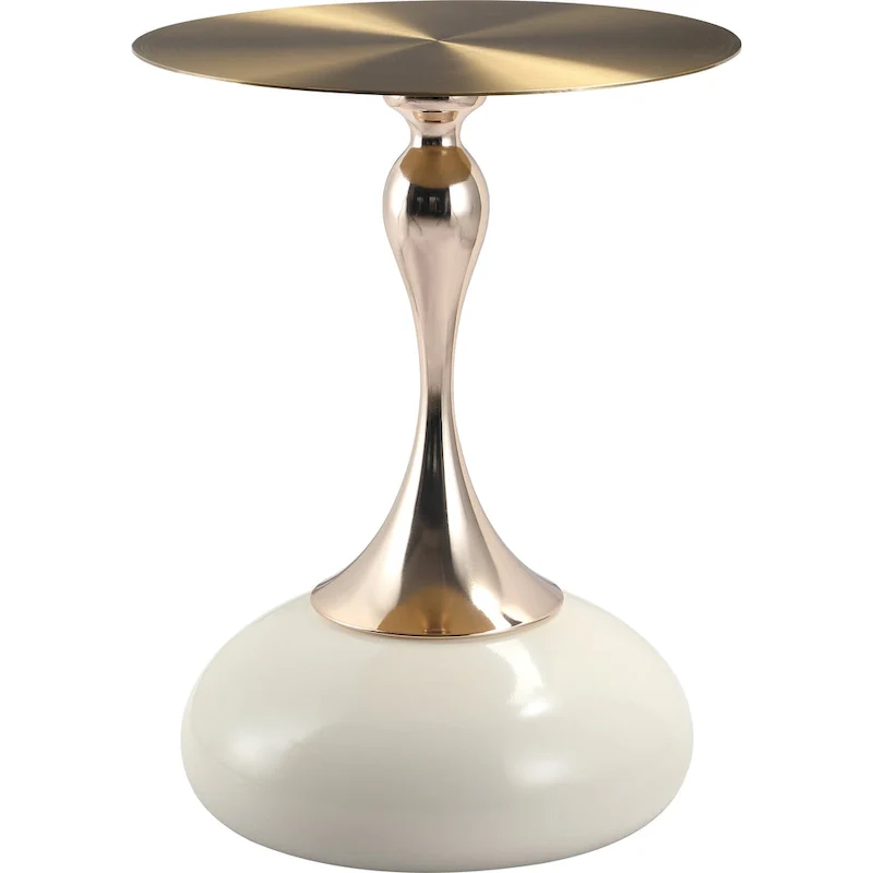 Savoy 18-Inch Round Side Table in Gold Stainless-Steel End Table with a Round Pedestal base