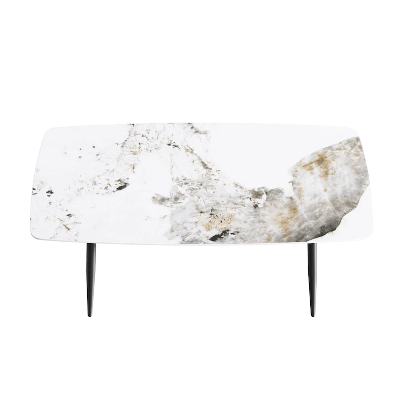 71  Modern Artificial Marble Dining Table with Carbon Steel Base