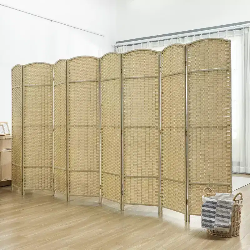 Folding Room Divider Screen 8 Panel 5.6 ' Tall Privacy Screen Freestanding Room Partition for Home Office