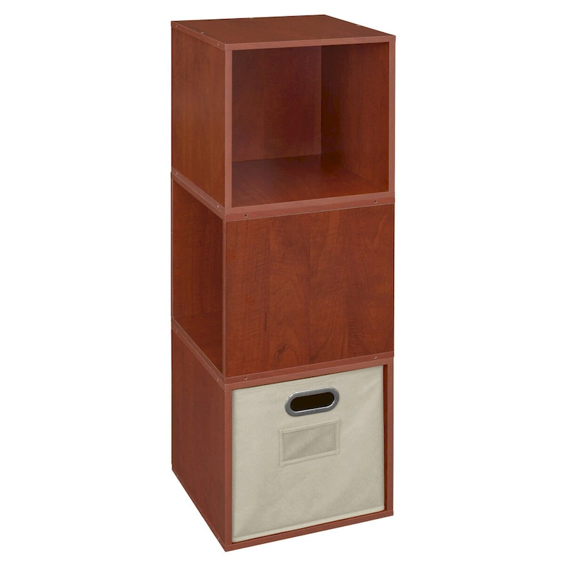 Noble Connect Storage Set - 3 Cubes and 1 Canvas Bin- Cherry/Natural
