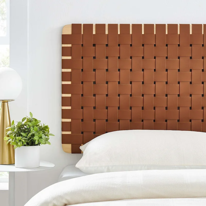 Sparta Wall-Mount Twin/Full/Queen/King Vegan Leather Weave Headboard