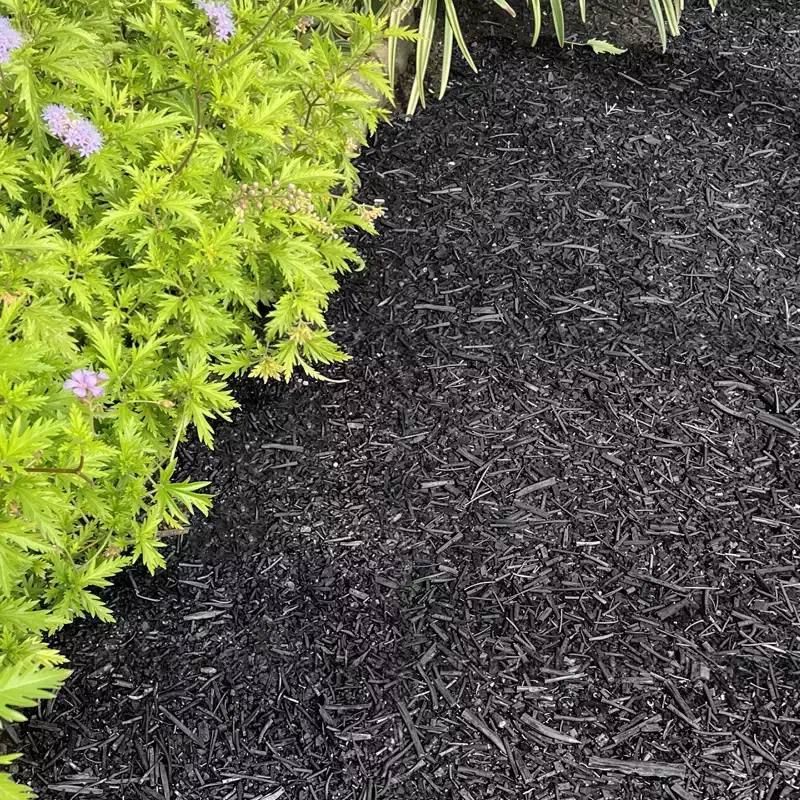 VEVOR Rubber Mulch Mat Roll, 2 Rolls 140 x 4.5 in, Recycled Rubber Permanent Mulch Edging Border, Natural-Looking Flower Barrier with Stakes, Black