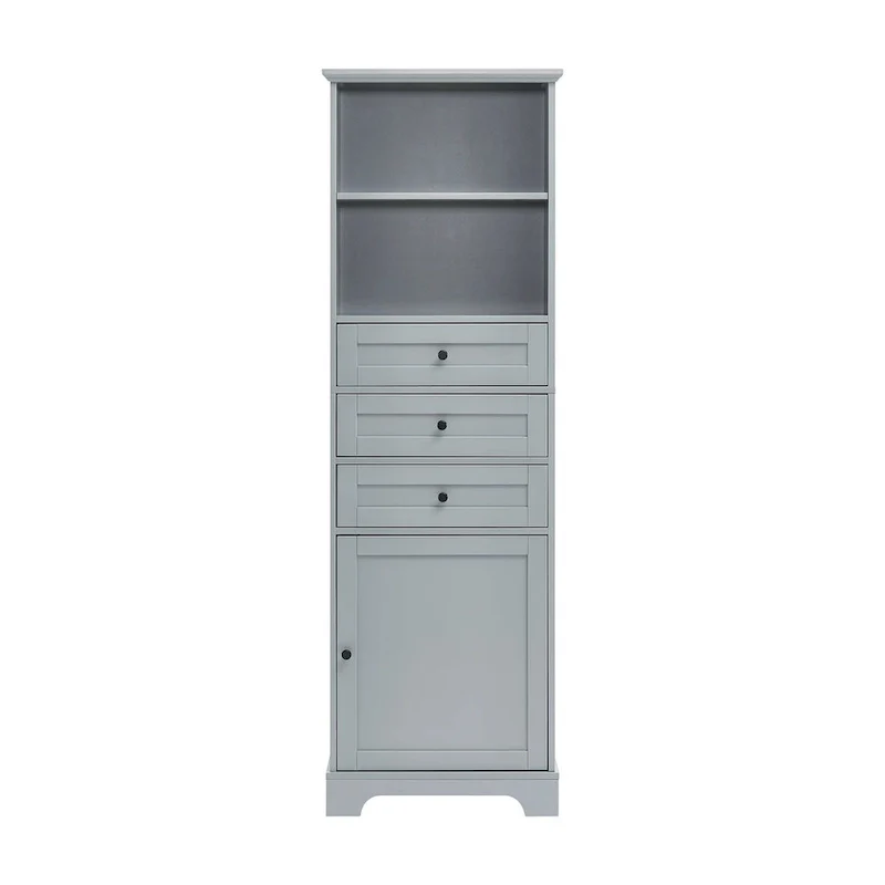 68 Tall Freestanding Bathroom Cabinet with 3 Drawers and Adjustable Shelves