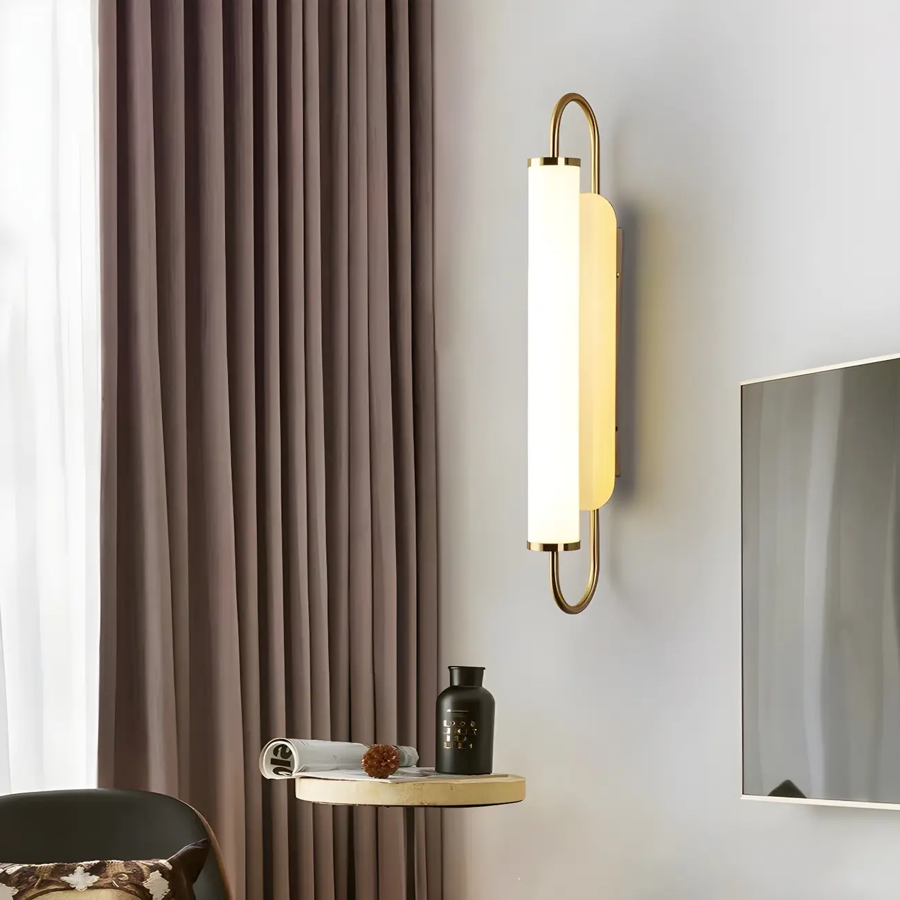 Modern Gold Straight Cylinder Dimmable LED Vanity Light