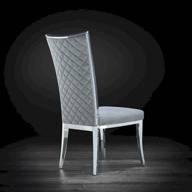 Silver Velvet Upholstered Dining Chair