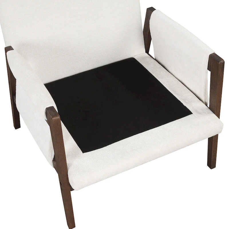 White 35.4  Velvet Arm Chair with Rubber Wood Frame