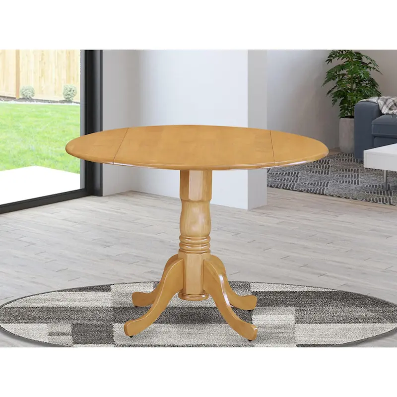 Round Dining Table with Drop Leaf and Pedestal Base - 42 Inch - Seats 4