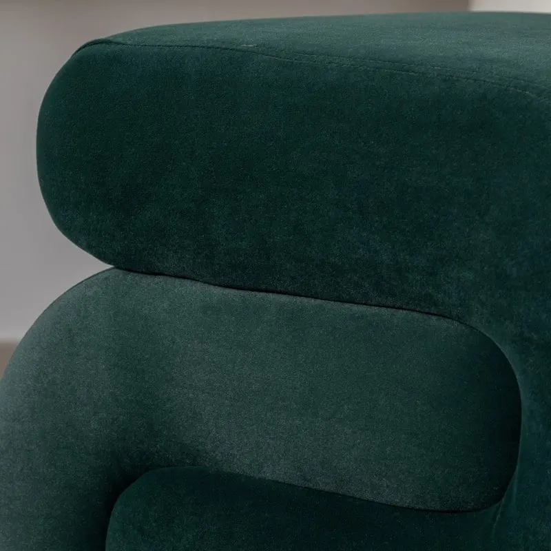 Velvet Fabric S-shape Ottoman Makeup Stool Footstool