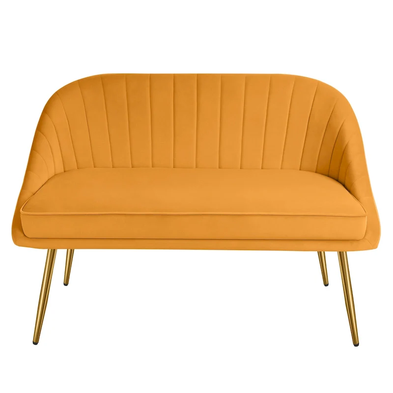 Tufted Contemporary Loveseat Sofa Chair With Gold Metal Legs Two-Seat Sofa for Living Room Bedroom