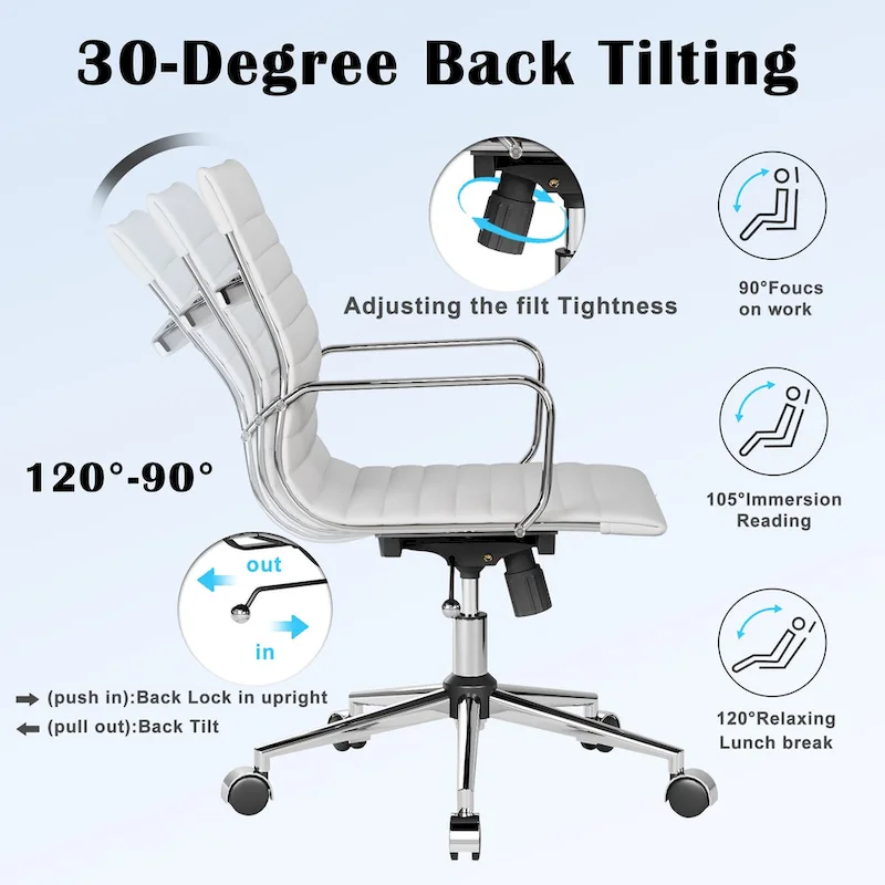 Black Ribbed Swivel Office Chair with Tilt Function