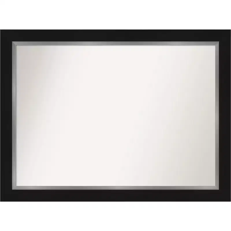 44" x 33" Non-Beveled Eva Black Silver Wall Mirror - Amanti Art
