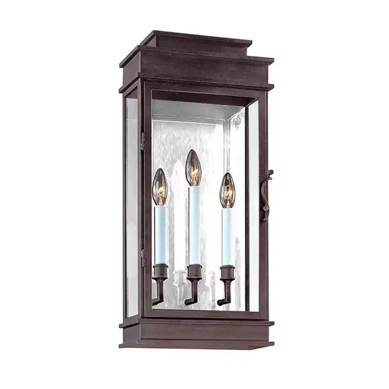 Troy Lighting Vintage 3 - Light Wall Light in Vintage Bronze Clear Shade