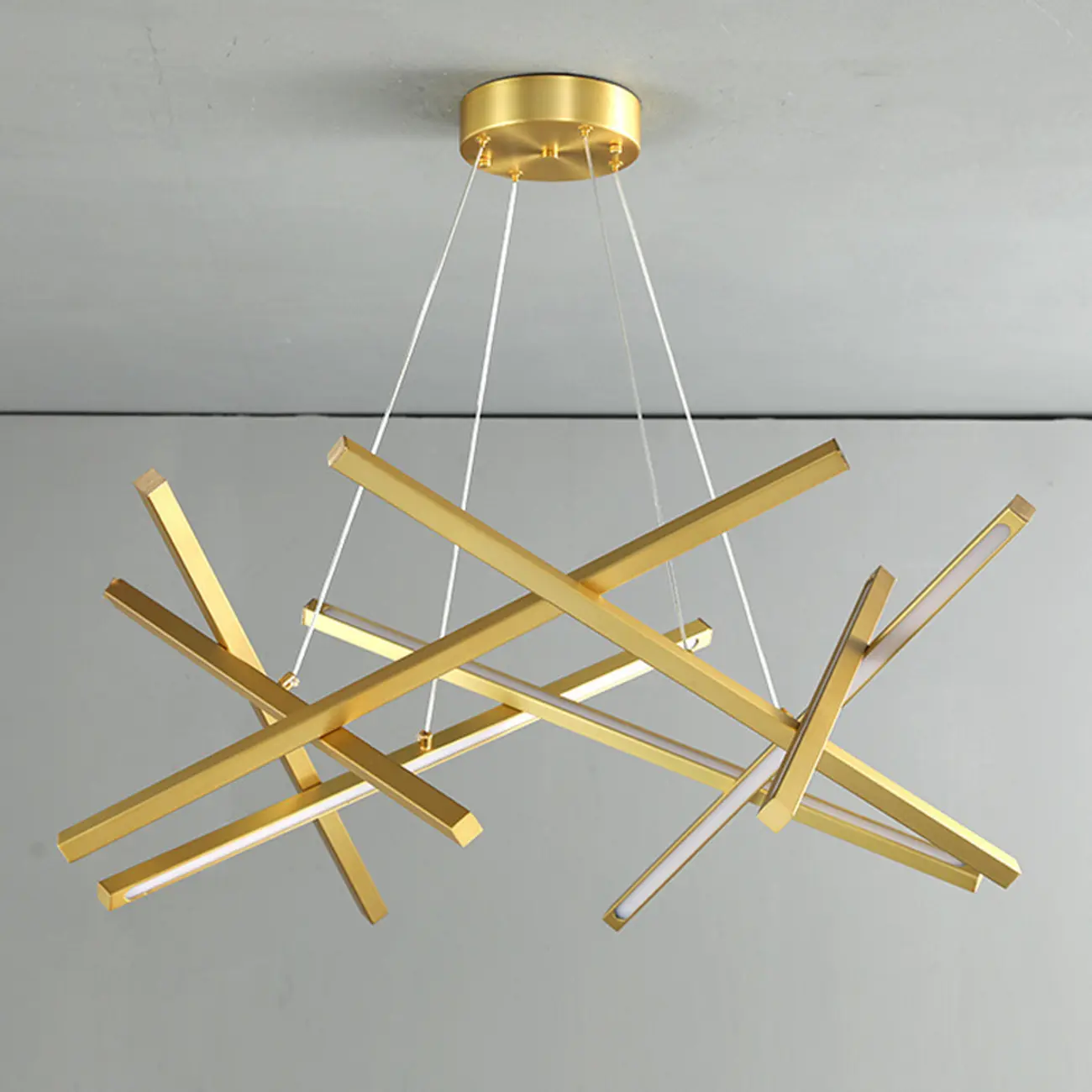 Modern Linear LED Chandelier with Geometric Metal Design
