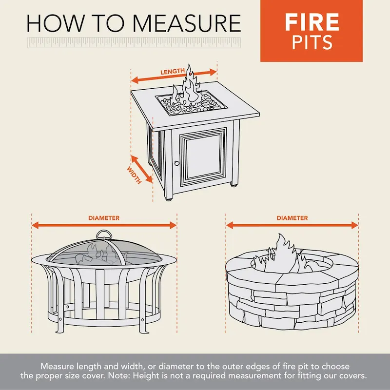 Modern Leisure Chalet Outdoor Patio Round Firepit Cover, Fits up to 44  Dia x 3  H, Beige