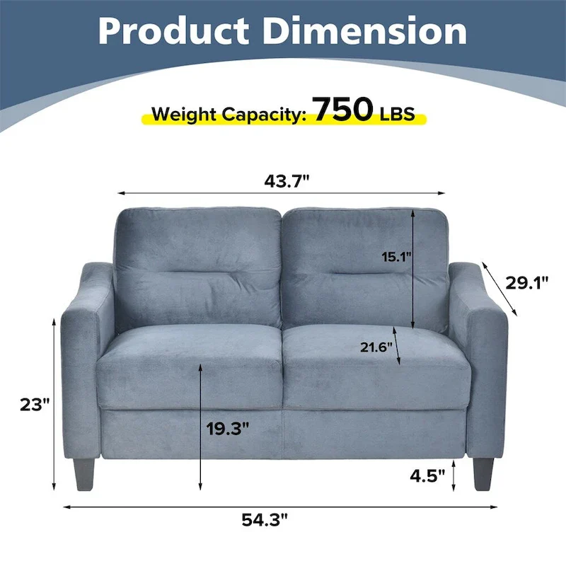 Fabric Sofa with Wood Frame and Legs