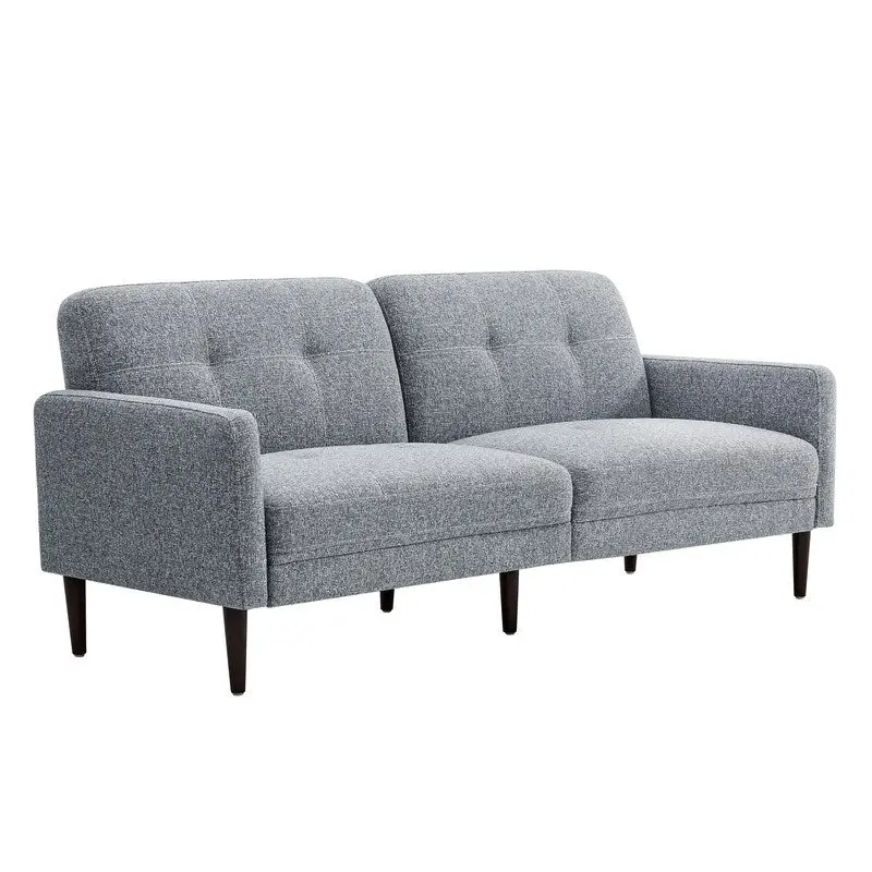 Gray Mid-Century Tufted Sofa Set - 1-Seater & 3-Seater