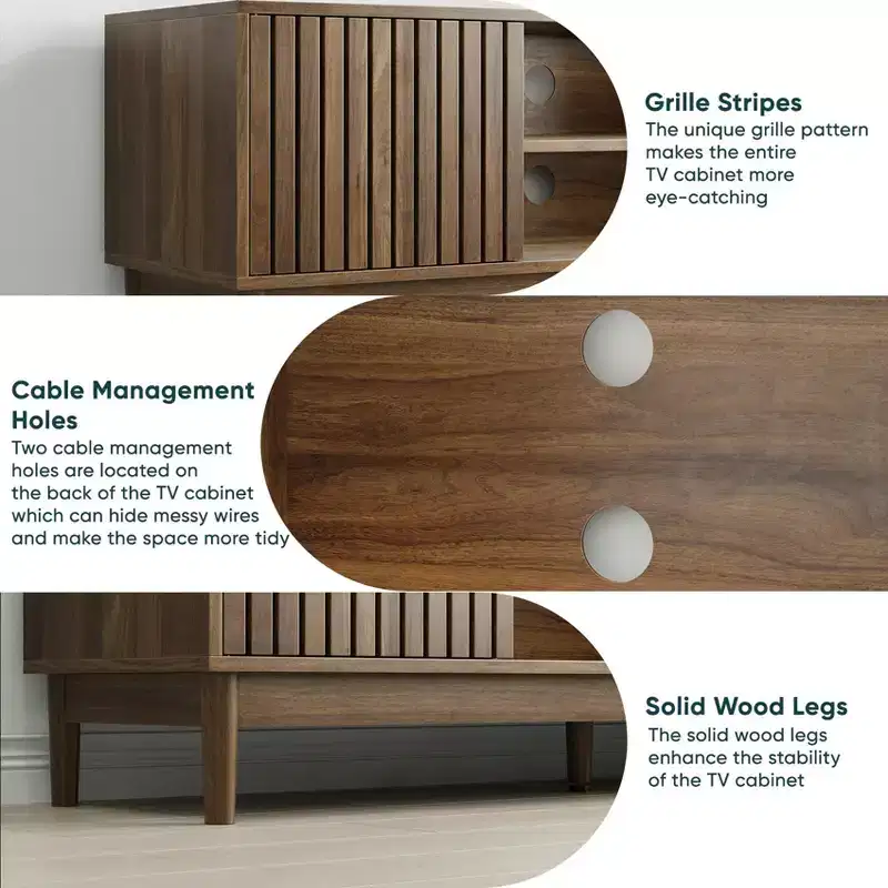 GDFStudio Rajesh Modern Wooden 55 TV Stand with Open Shelves and Cable Hole