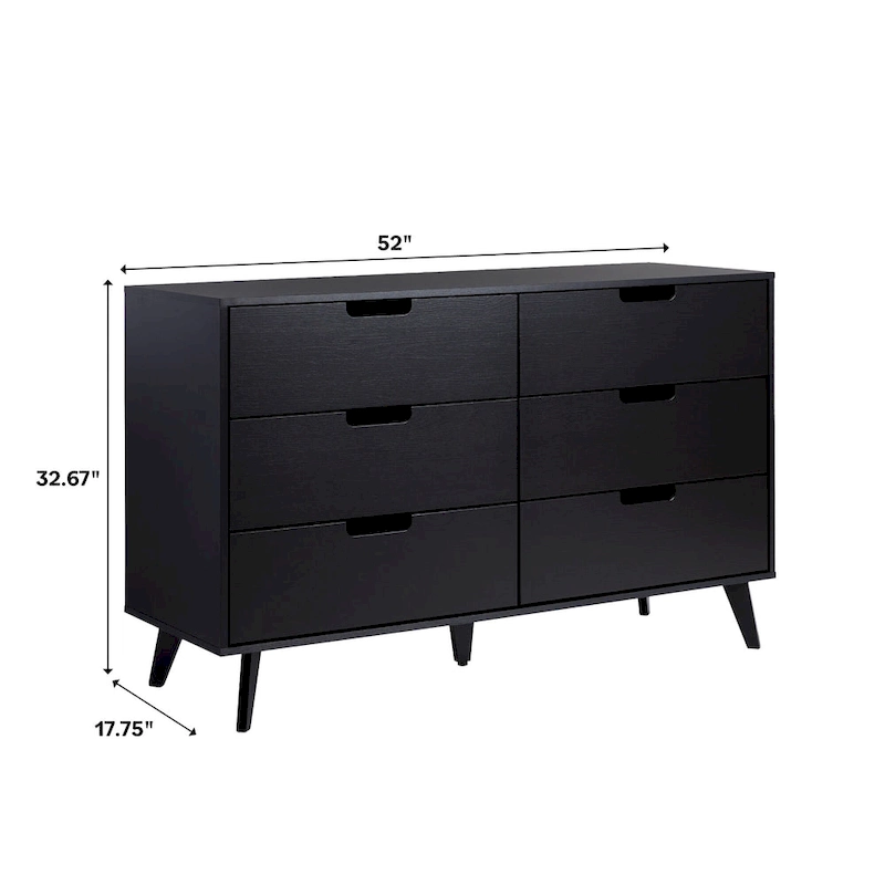 Middlebrook Designs Hans 6 Drawer Dresser with Cut Out Handles