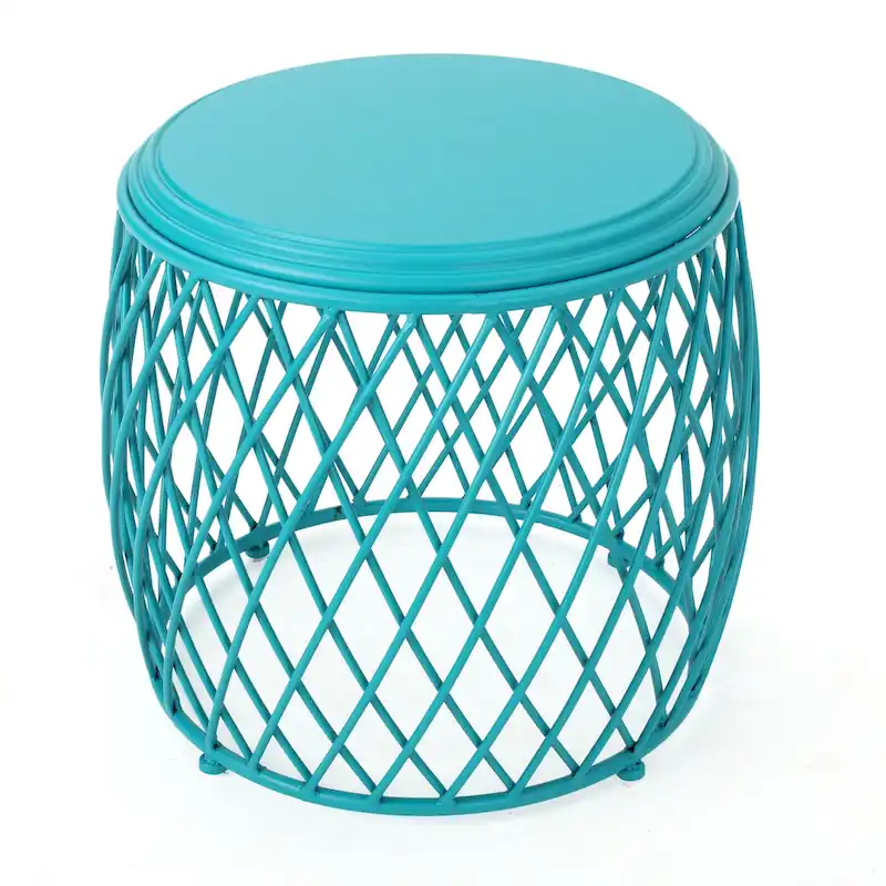 Bryony 19-inch Round Lattice Side Table